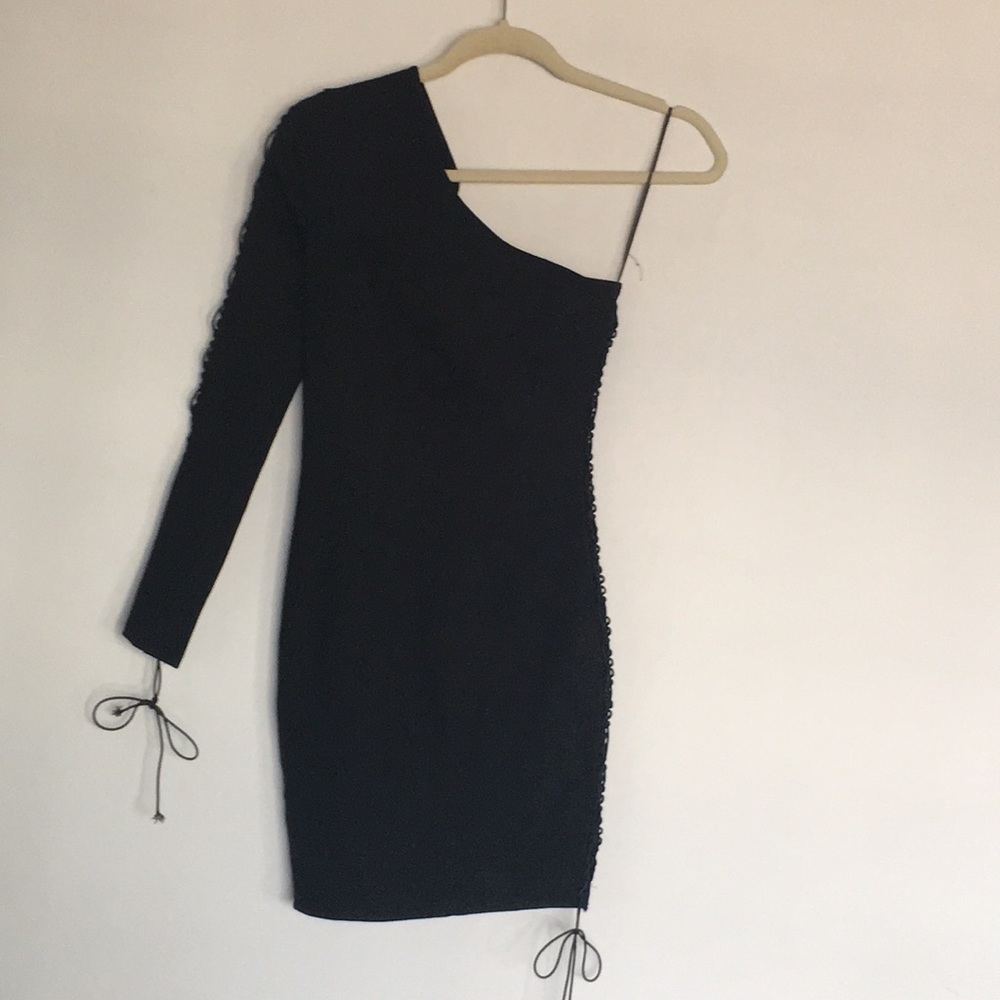 By the way. One shoulder lace up dress